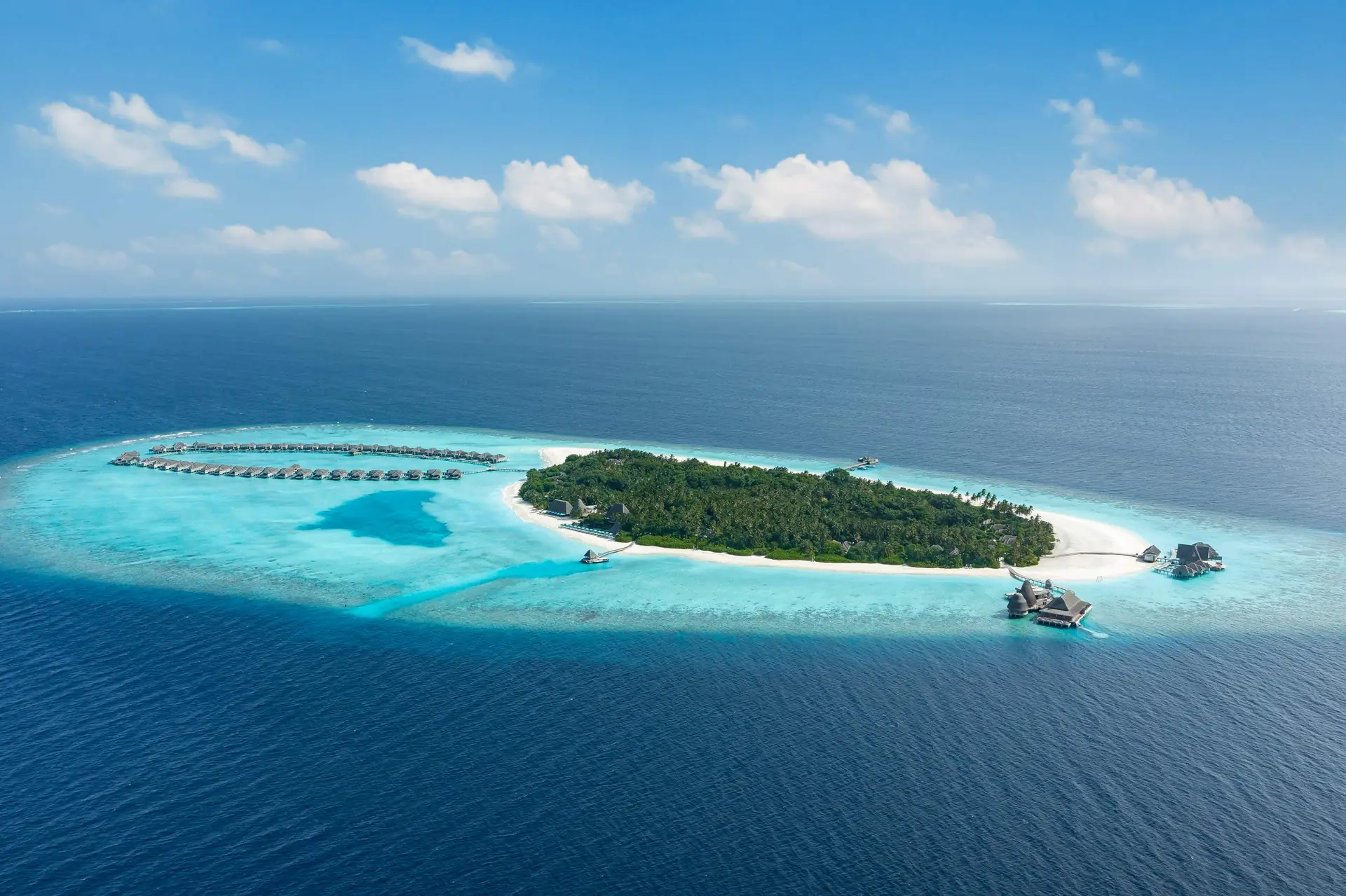 Aerial view of Anantara Kihavah Villas